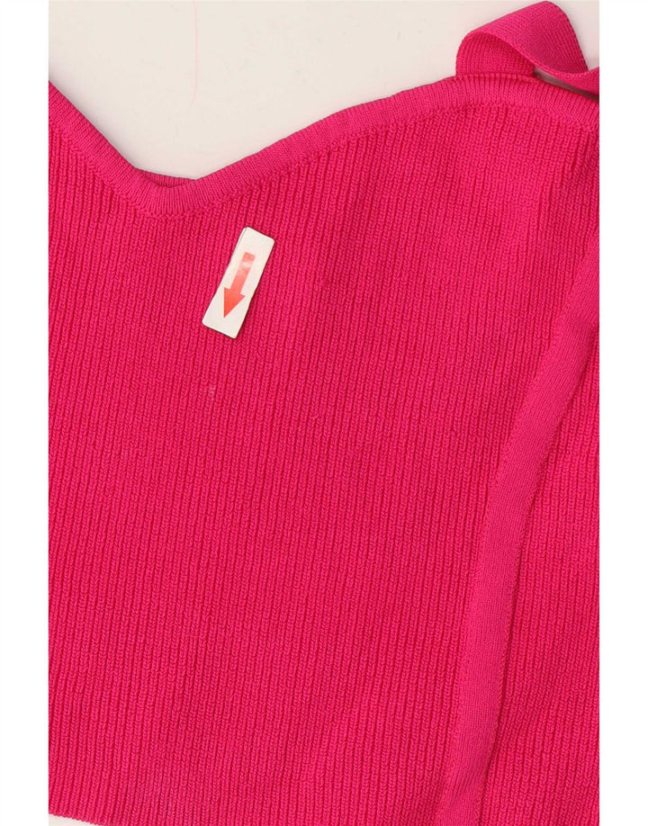 Zara Womens Knit Crop Top Reino Unido 12 Médio Rosa Nylon