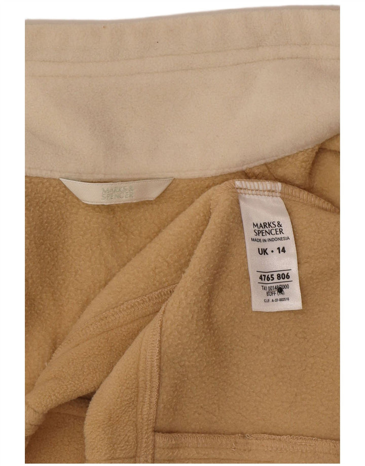Jaqueta de lã feminina Marks & Spencer Reino Unido 14 grande poliéster bege