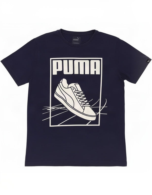 Camiseta masculina Puma Graphic Top Médio Algodão Azul Marinho