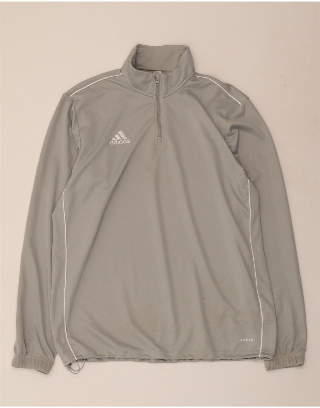 ADIDAS Mens Aeroready Zip Neck Pullover Treino Top XL Cinza Poliéster