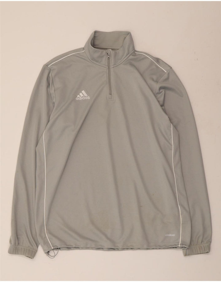 ADIDAS Mens Aeroready Zip Neck Pullover Treino Top XL Cinza Poliéster