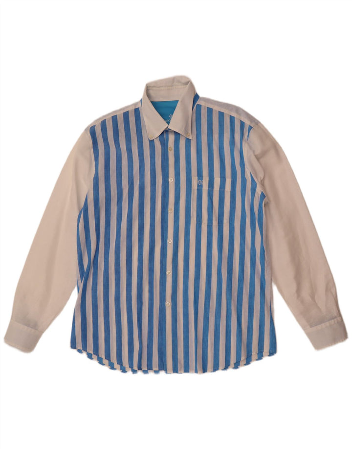 Camisa masculina Caporiccio XL linho listrado azul