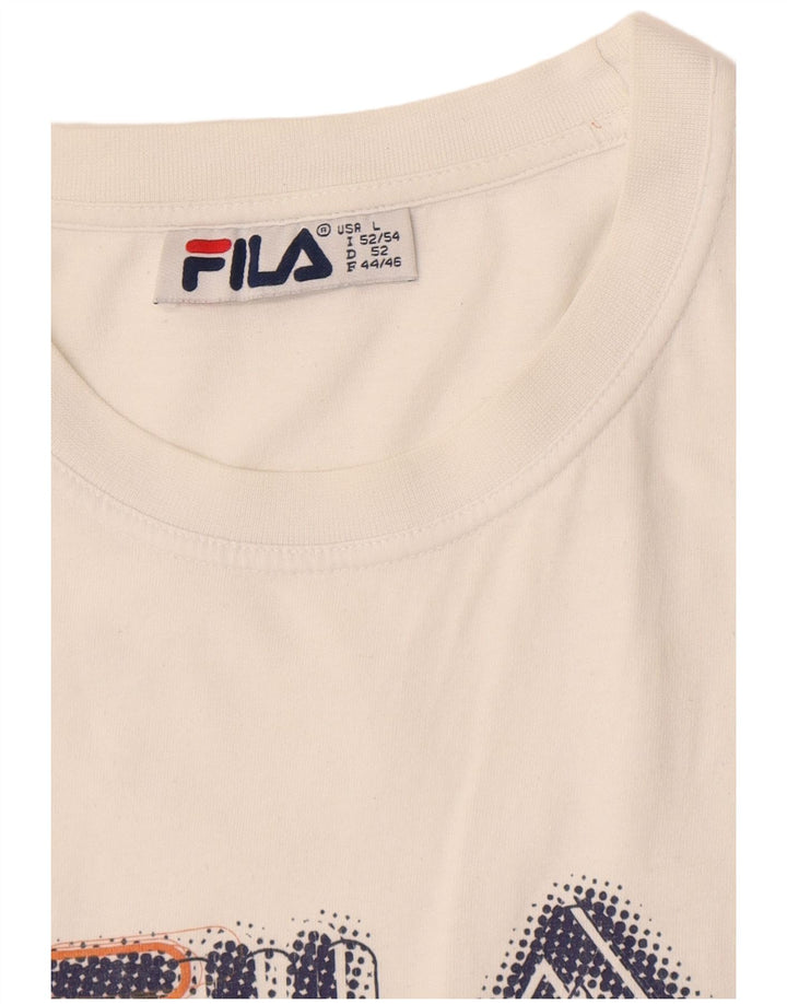 Fila Mens Graphic T-Shirt Top Grande Branco