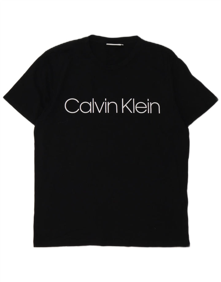 CALVIN KLEIN Camiseta masculina gráfica Top médio algodão preto