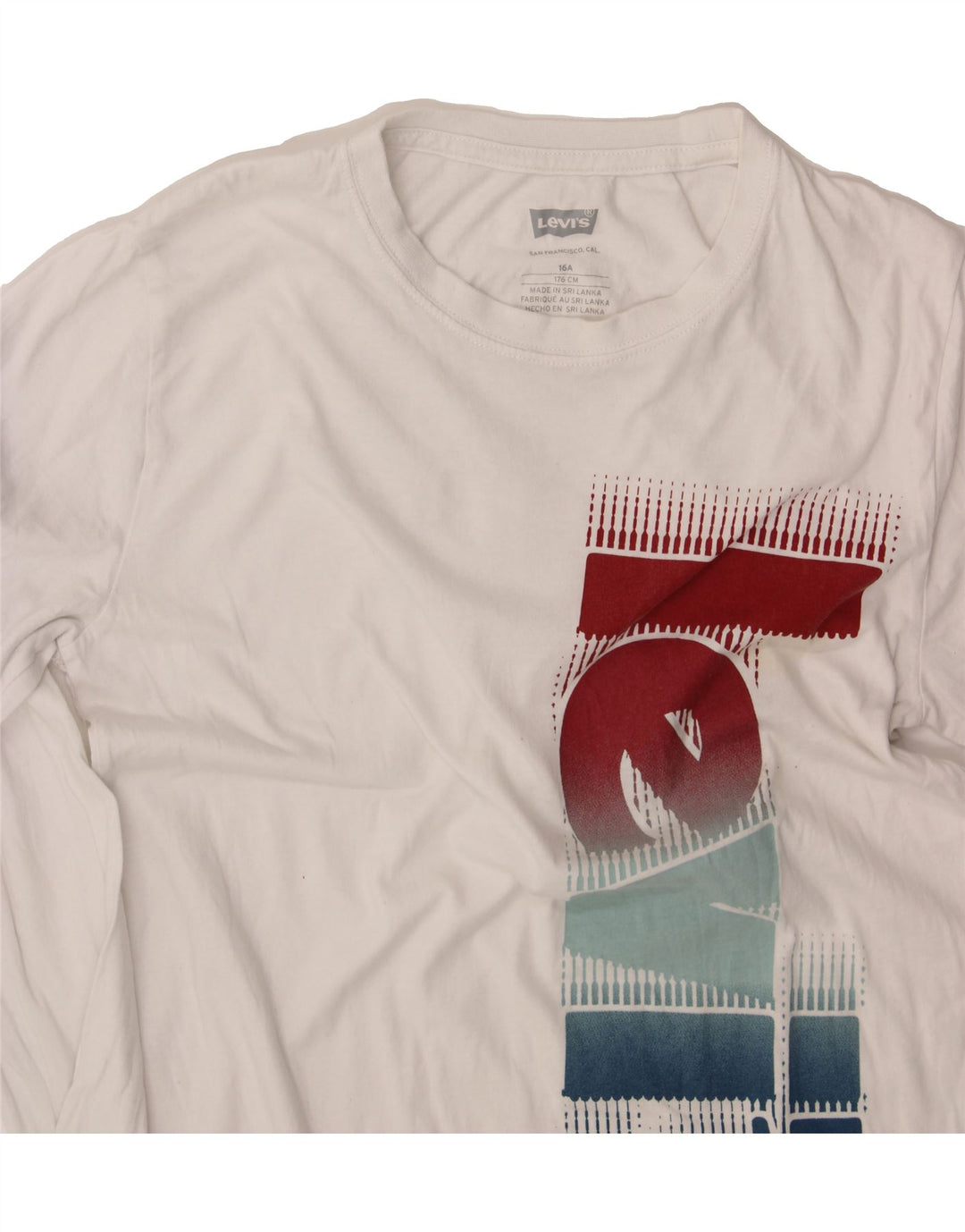 LEVI'S Boys Graphic Top Long Sleeve 15-16 Years White Cotton Vintage Levi's and Second-Hand Levi's from Messina Hembry 
