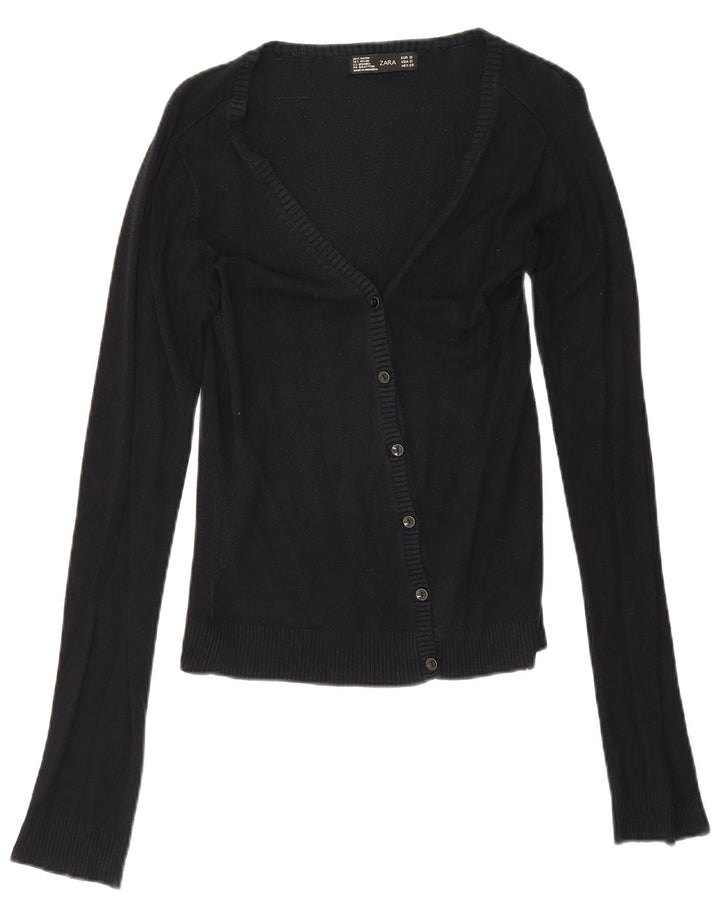 Suéter cardigã feminino Zara Reino Unido 10 pequeno rayon preto