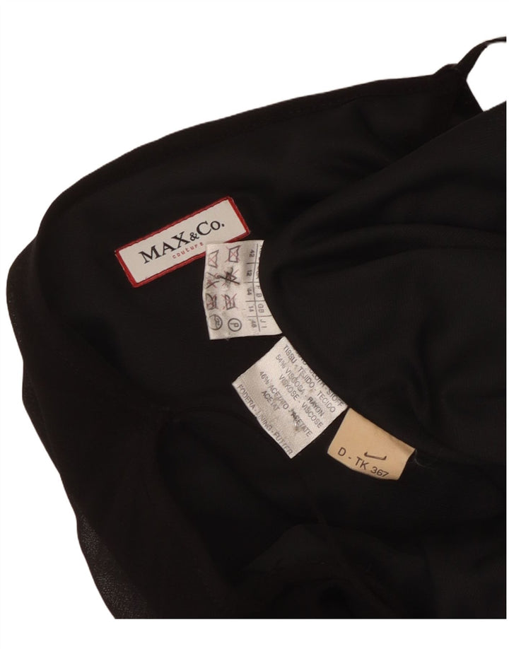 Max & Co. Vestido Maxi Slip Feminino Reino Unido 14 Viscose Preto Médio