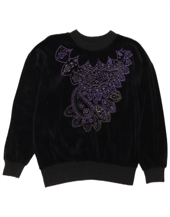 Suéter feminino VINTAGE EU 40 médio preto paisley