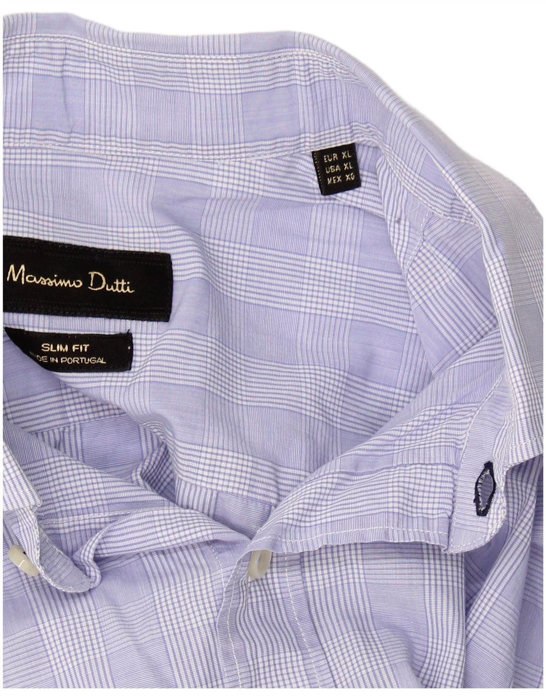 Camisa masculina slim fit MASSIMO DUTTI XL algodão xadrez azul