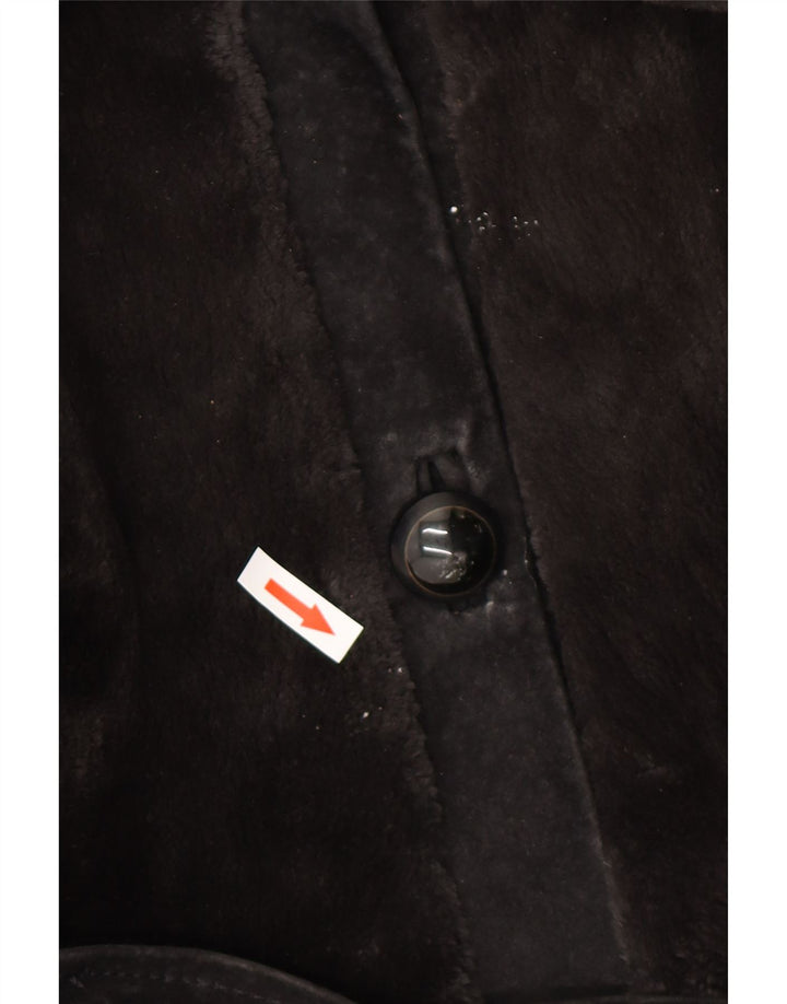 Jaqueta feminina vintage de camurça de pele sintética Reino Unido 12 marrom médio