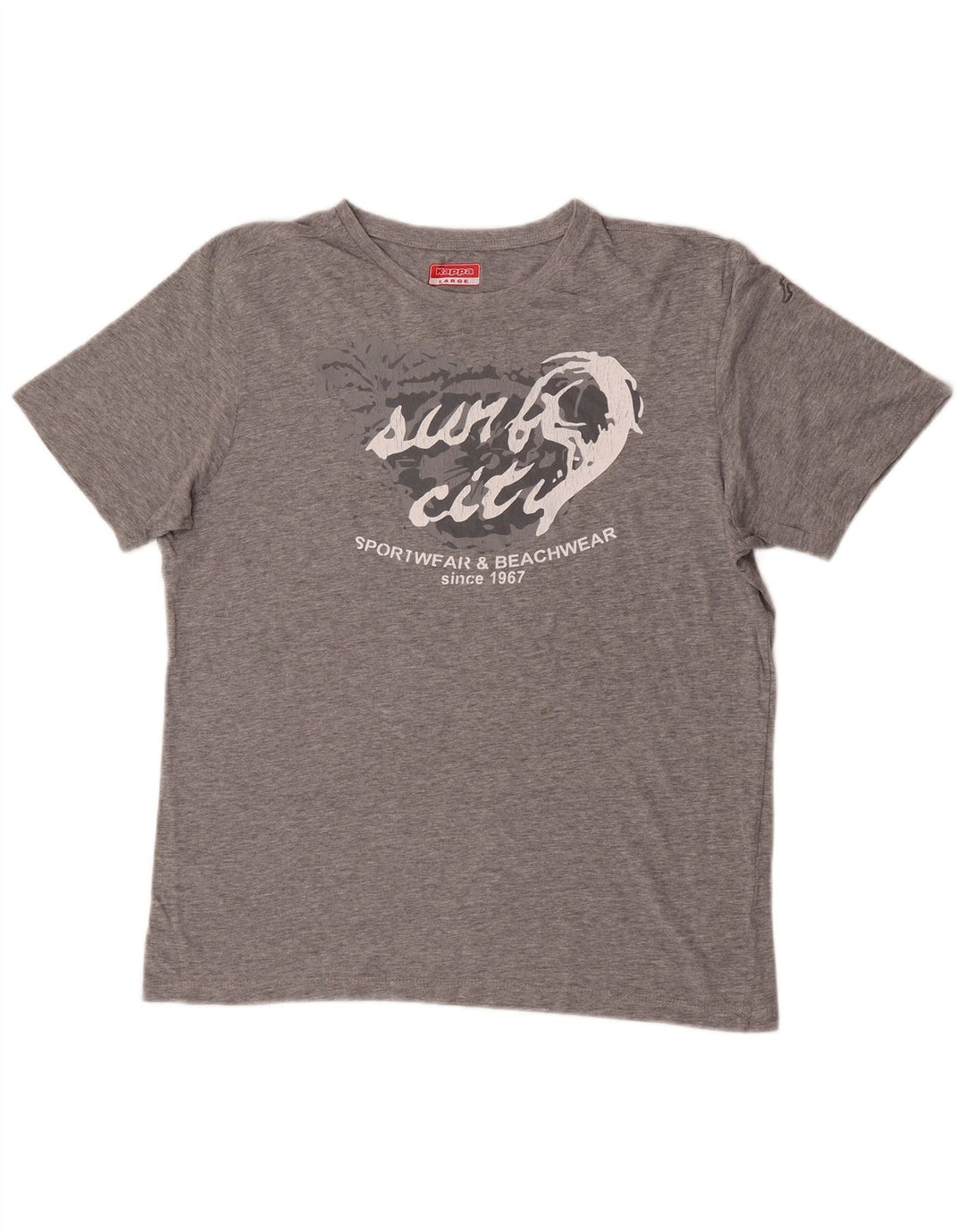 Camiseta Kappa masculina gráfica grande cinza