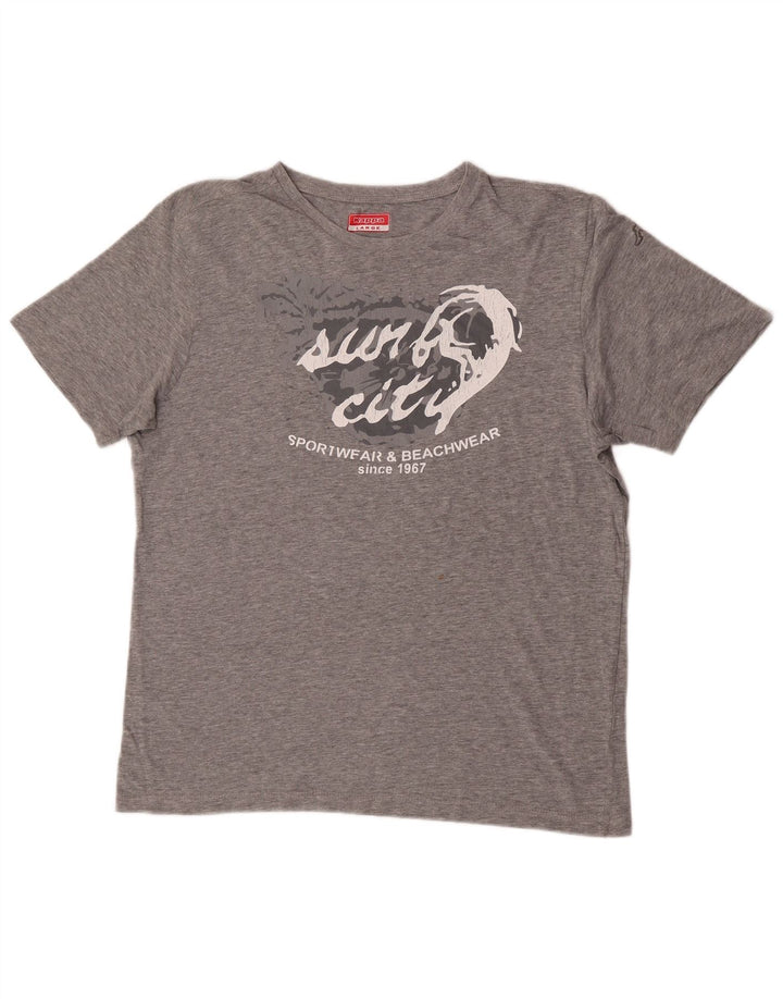 Camiseta Kappa masculina gráfica grande cinza