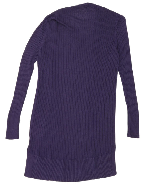 Suéter Oasis feminino oversized longline aberto cardigan Reino Unido 6 XS azul marinho