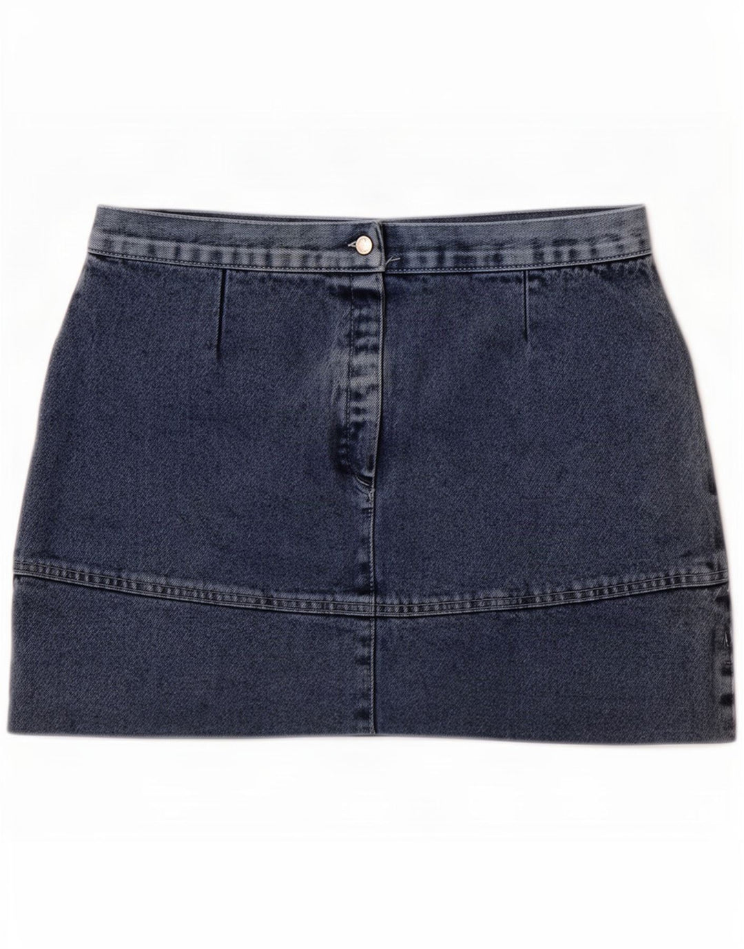 Mini saia jeans feminina vintage IT 44 médio W30 algodão azul