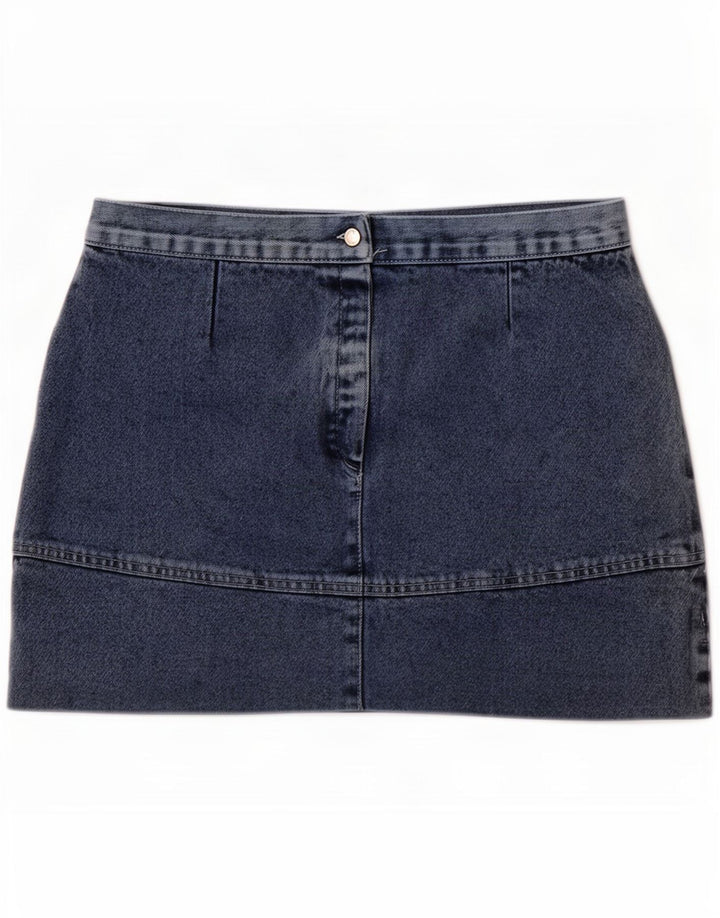 Mini saia jeans feminina vintage IT 44 médio W30 algodão azul