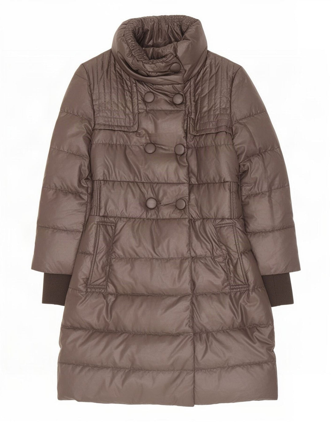 Casaco acolchoado com peito duplo feminino Penny Black UK 8 pequeno poliéster marrom