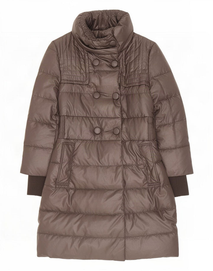 Casaco acolchoado com peito duplo feminino Penny Black UK 8 pequeno poliéster marrom