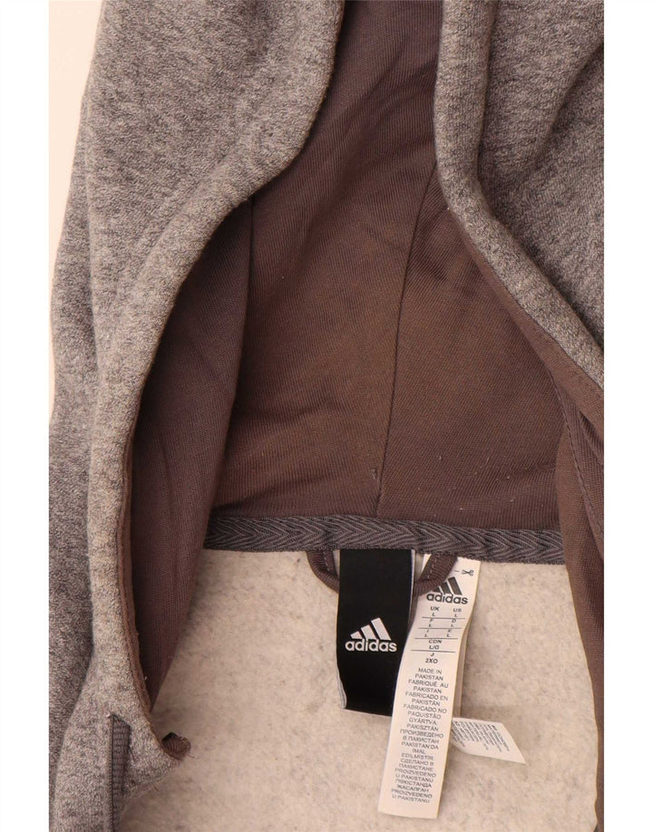 Adidas masculino zip moletom com capuz grande algodão cinza