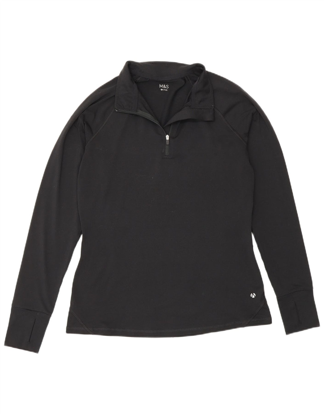 Pulôver feminino Marks & Spencer com zíper e gola alta Reino Unido 12 médio preto