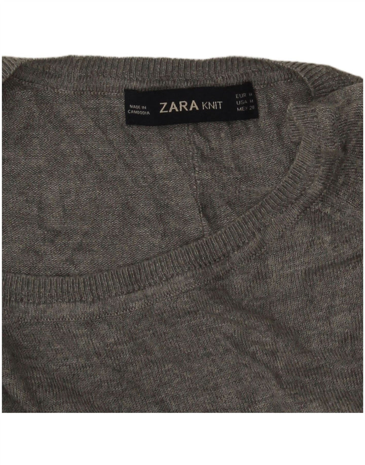 Suéter feminino Zara com gola canoa UK 14 cinza médio