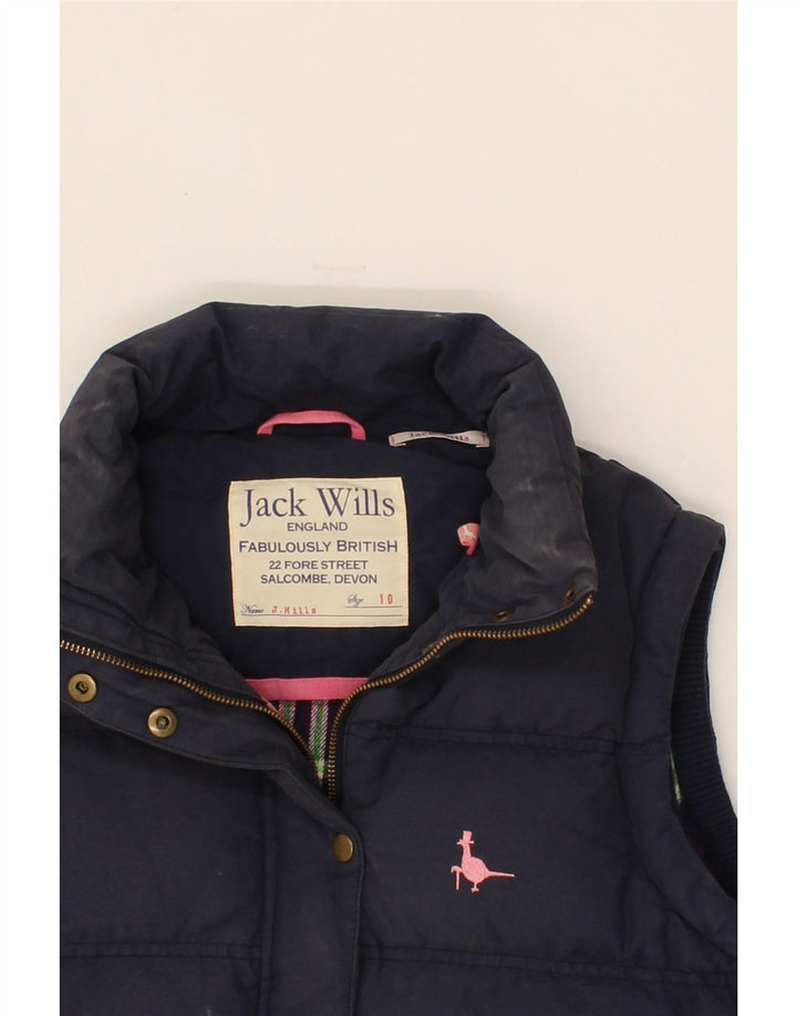 JACK WILLS Womens Padded Gilet UK 10 Small Navy Blue Cotton Vintage Jack Wills and Second-Hand Jack Wills from Messina Hembry 