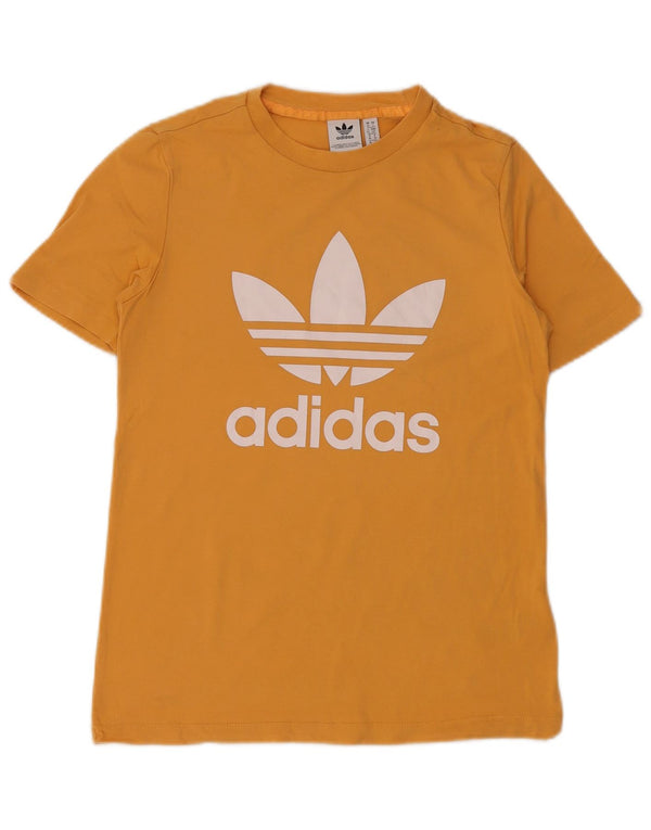 Adidas Womens Graphic T-Shirt Top UK 10 Pequeno Algodão Amarelo