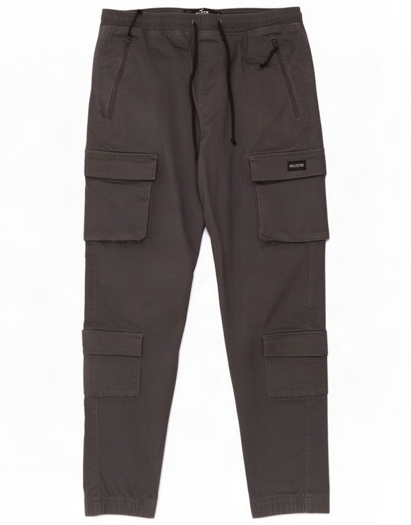 Hollister Mens Joggers Cargo Calças Médio W32 L29 Algodão Cinza