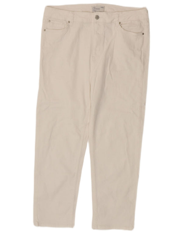 Calça jeans feminina Marks & Spencer cortada para cigarro UK 18 XL W36 L24 branca