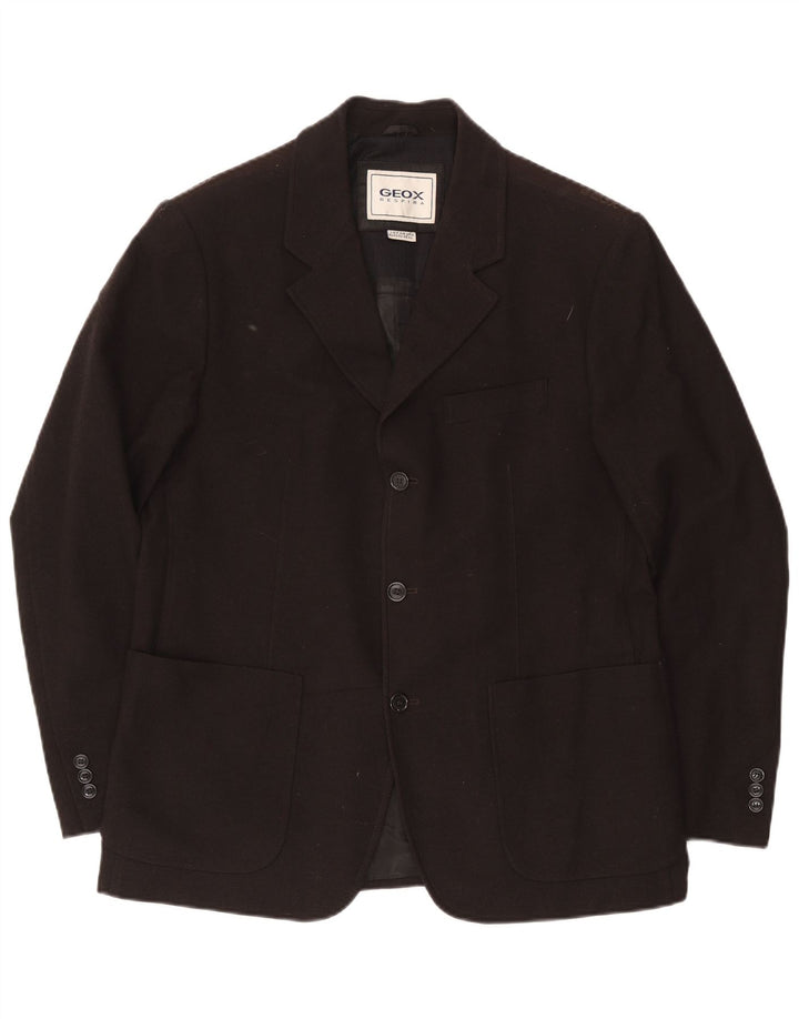 Jaqueta Blazer Geox Masculina Respira 3 Botões Reino Unido 42 XL Lã Preta