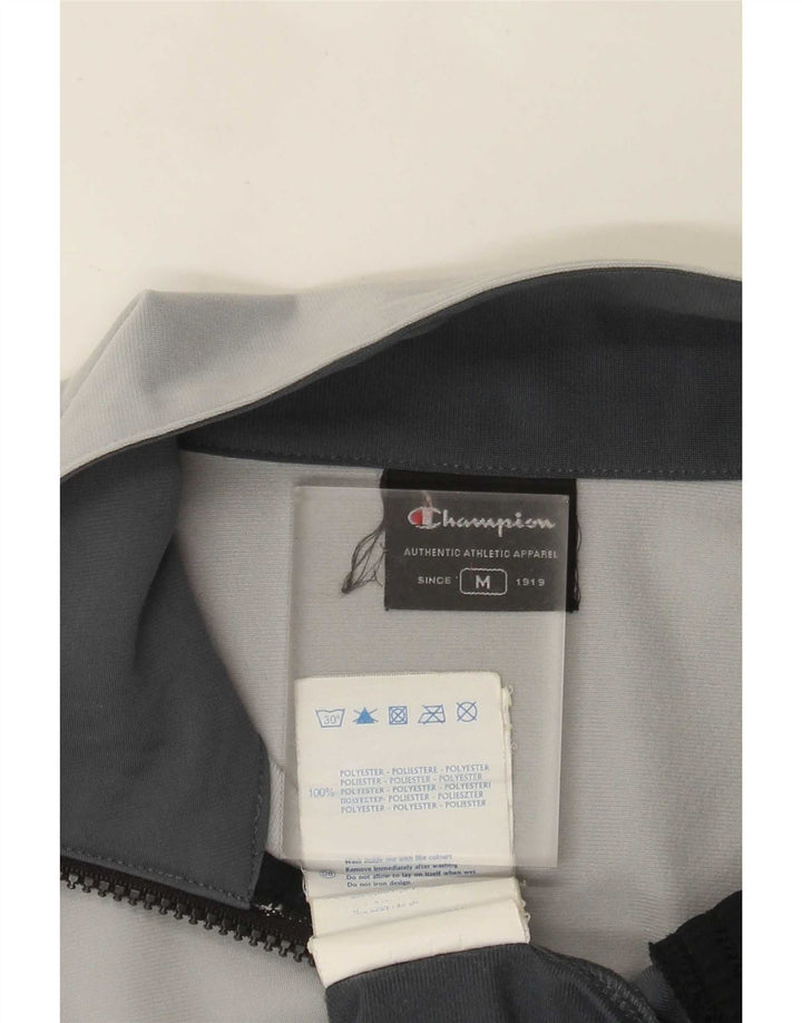 Jaqueta masculina de agasalho Champion cinza médio colorblock poliéster