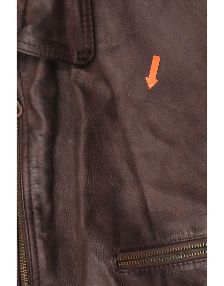 Jaqueta de couro masculina vintage UK 42 XL marrom