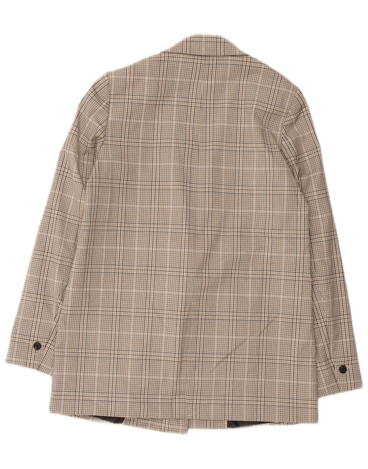 Jaqueta blazer oversized Zara feminina com peito duplo UK 6 XS cinza xadrez