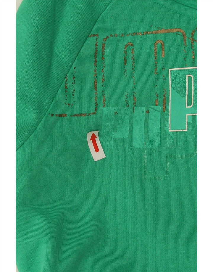 Puma Womens Graphic Tracksuit Top Jacket Reino Unido 10 Pequeno Algodão Verde
