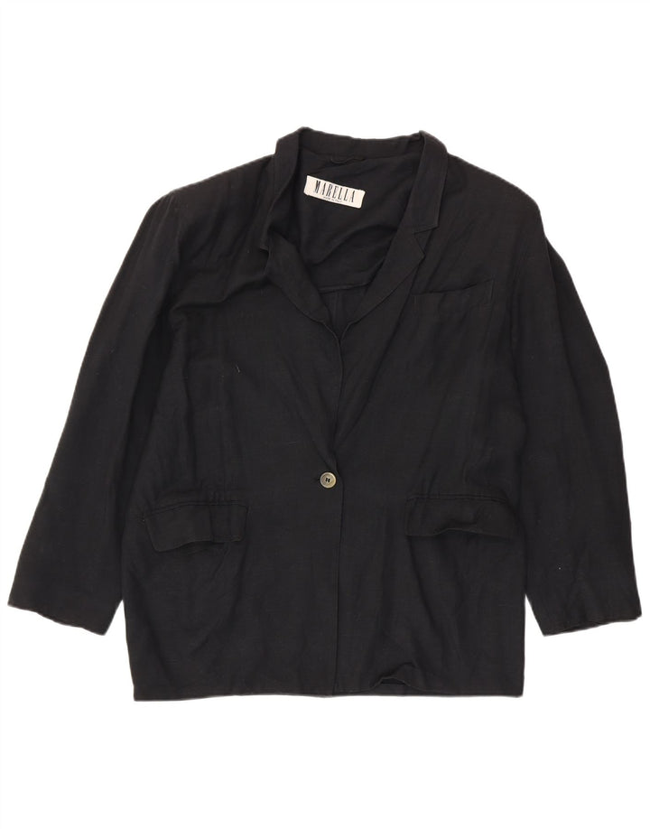 Jaqueta blazer feminina Marella com 1 botão Reino Unido 14 grande viscose preta