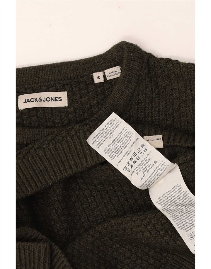 Suéter masculino Jack & Jones com gola redonda e acrílico pequeno cáqui
