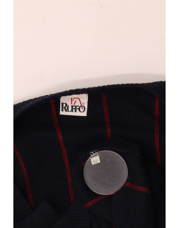 Suéter cardigã masculino RUFF0 IT 50 listrado azul marinho médio