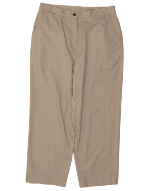 Calça chino feminina L.L.Bean US 14 XL W34 L26 algodão bege