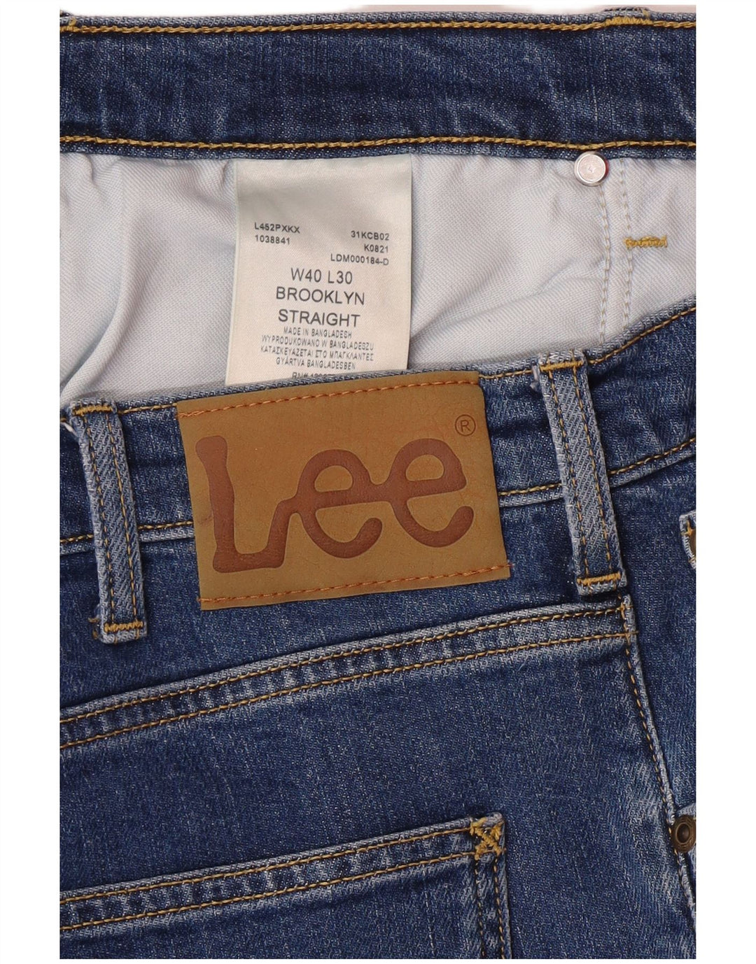 LEE Masculino Brooklyn Straight Jeans W40 L30 Azul Algodão