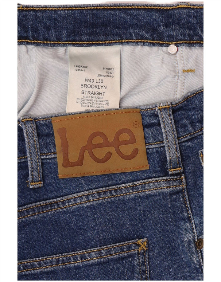 LEE Masculino Brooklyn Straight Jeans W40 L30 Azul Algodão