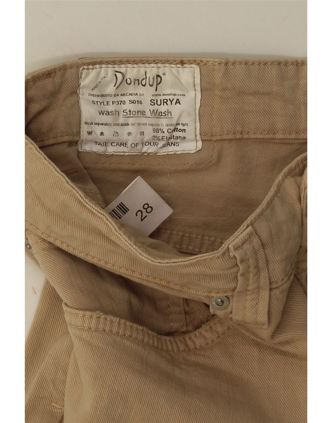 DONDUP Womens Slim Casual Trousers W28 L32 Beige Cotton Vintage Dondup and Second-Hand Dondup from Messina Hembry 