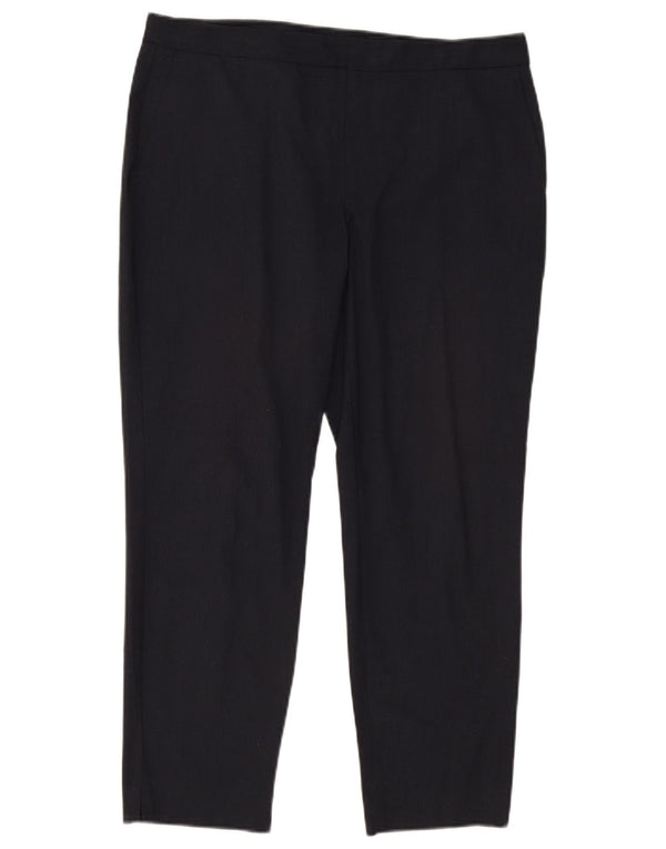 Calça feminina Zara de terno reto EU 44 XL W34 L27 azul marinho poliéster