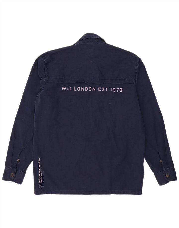 Camisa gráfica masculina PEPE JEANS pequena algodão azul marinho