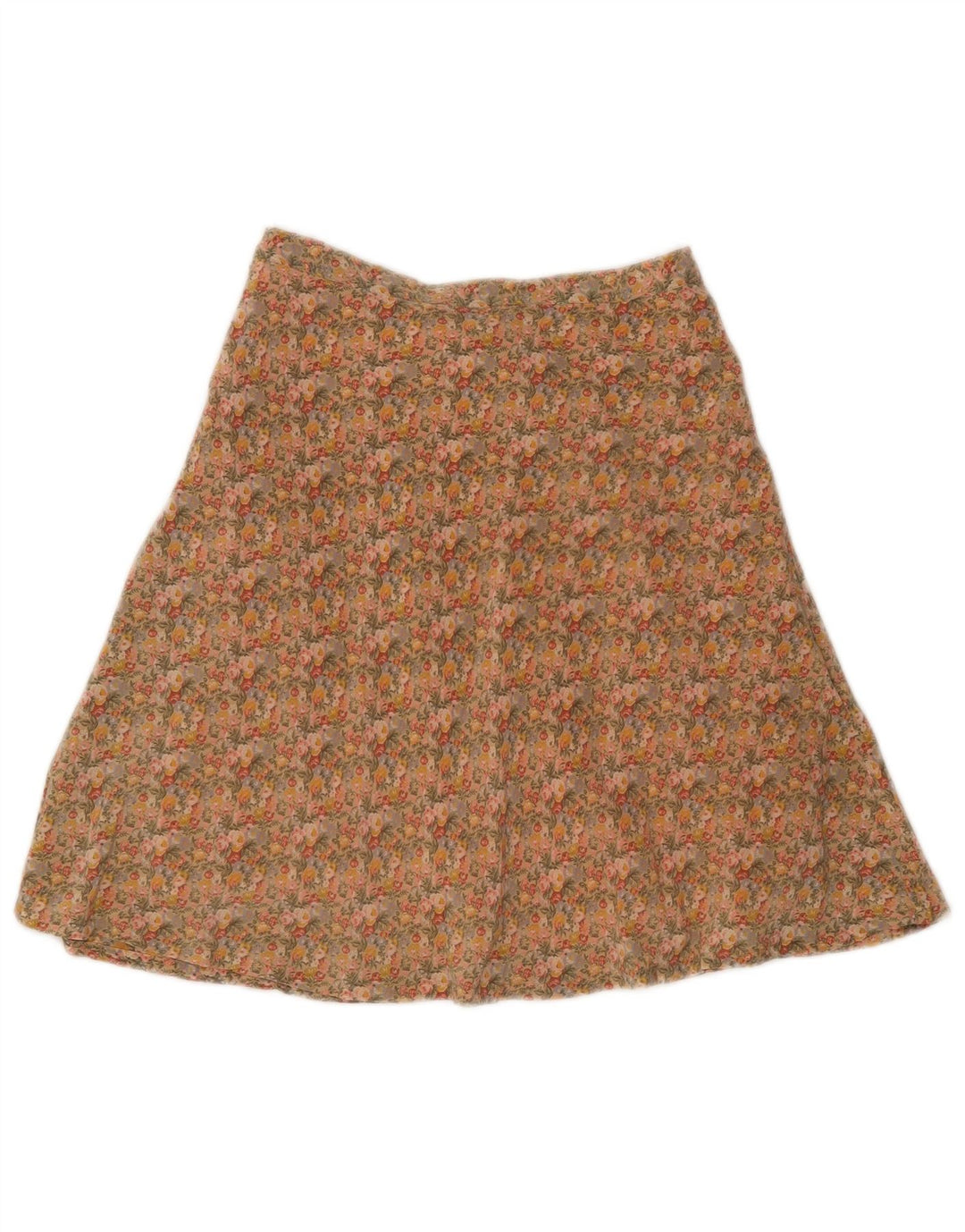 Saia evasê feminina balão EU 38 médio W28 seda floral multicolorida