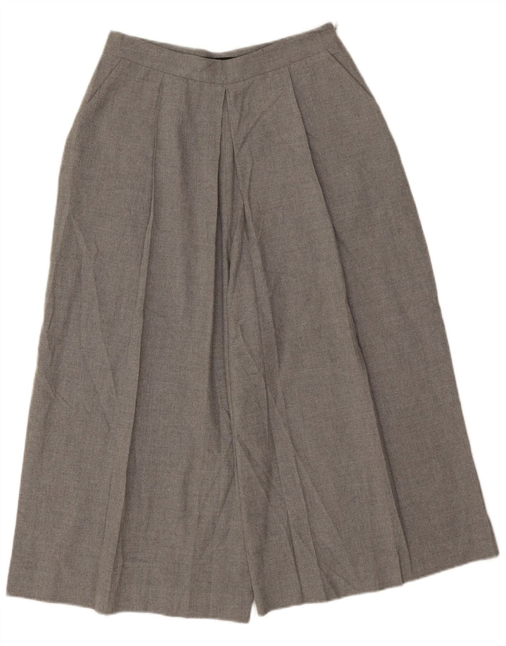 Calça feminina Zara Cullotes Capri pequena W26 L19 poliéster manchado cinza