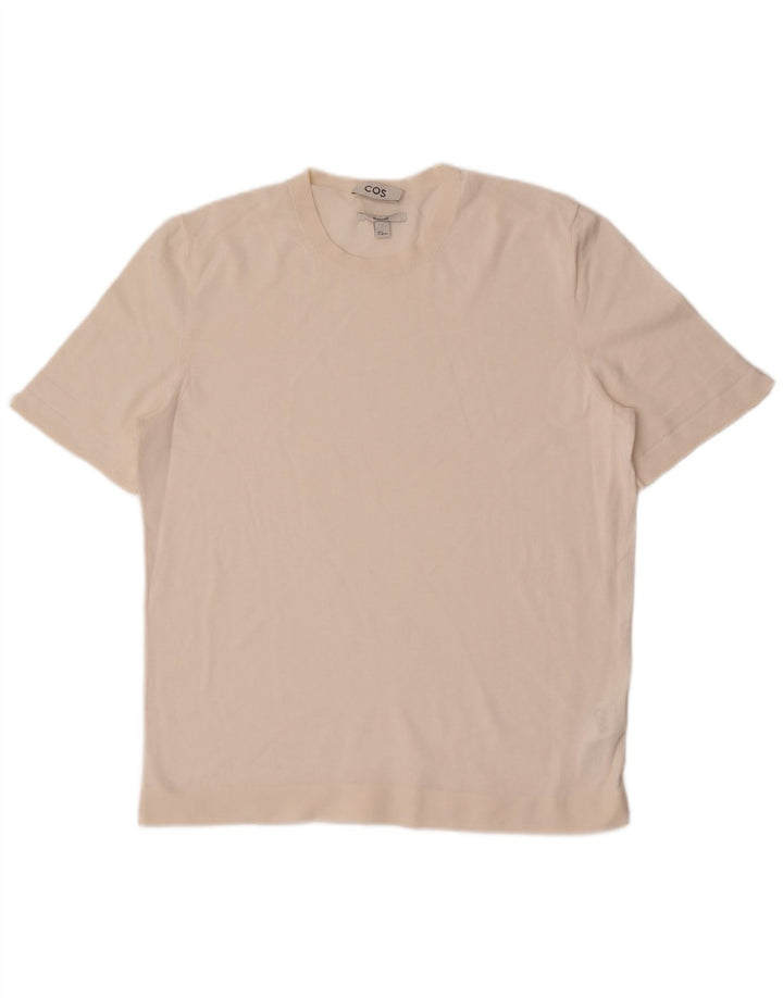 Camiseta feminina regular Cos UK 14 algodão branco médio