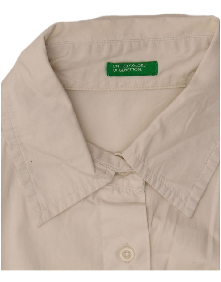 Camisa feminina de manga curta Benetton UK 10 pequena branca
