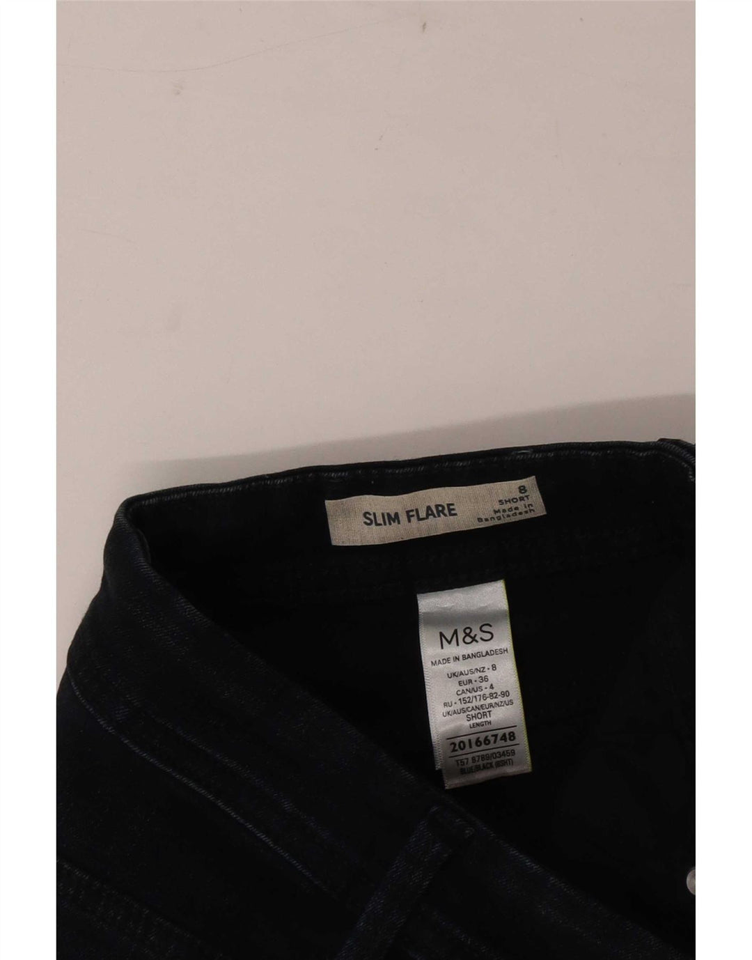 Calça jeans feminina Marks & Spencer Slim Flared UK 8 pequena W26 L28 azul marinho