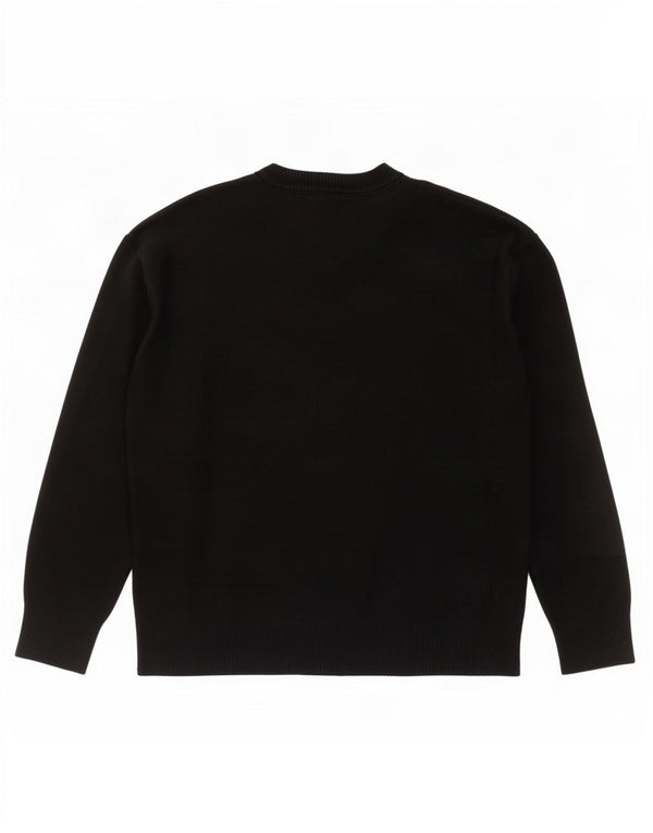 Zara Suéter masculino com gola redonda, grande viscose preta