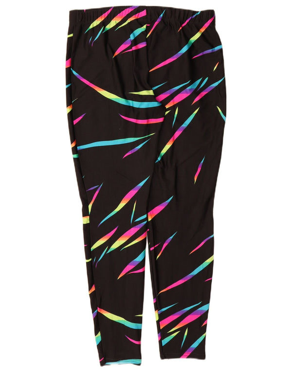 Rodeo Womens Leggings Reino Unido 14 Grande Nylon Listrado Preto