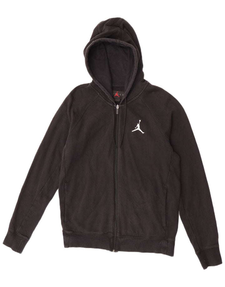 Suéter Jordan masculino com capuz e zíper médio preto algodão